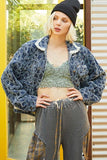 POL Flower Textured Raw Hem Long Sleeve Denim Jacket - Trendsi