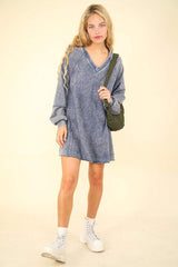 VERY J Mineral Washed Oversized A-Line Mini Dress - Trendsi - Flyclothing LLC