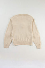 Crochet Flower Round Neck Long Sleeve Sweater - Trendsi - Flyclothing LLC
