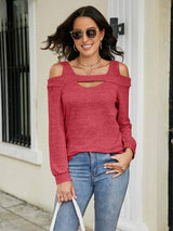 Cold Shoulder Cutout Square Neck Blouse - Trendsi - Flyclothing LLC
