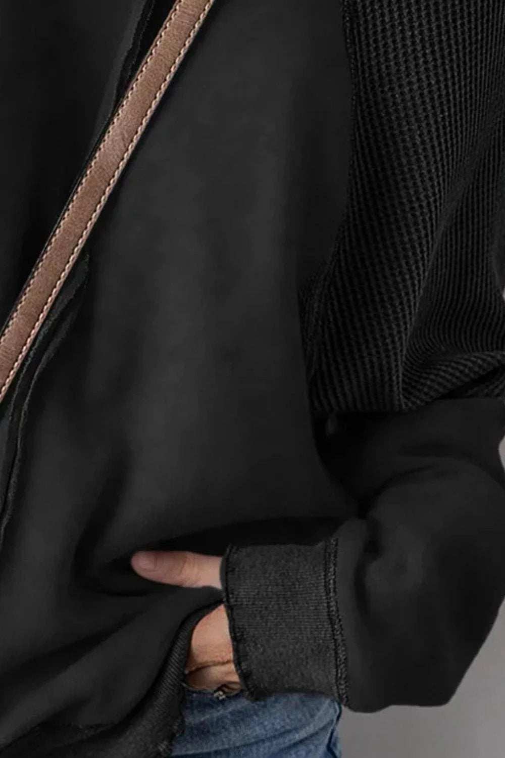 Exposed Seam Long Sleeve Sweatshirt - Trendsi - Flyclothing LLC