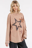 Mittoshop Mineral Wash Star Patch Long Sleeve T-Shirt - Trendsi