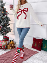 Bow Round Neck Sweater - Trendsi - Flyclothing LLC
