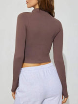 Zip Up Long Sleeve Active Outerwear - Trendsi - Flyclothing LLC