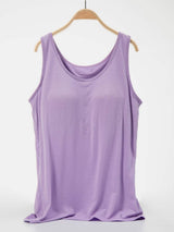 Scoop Neck Wide Strap Tank - Trendsi - Flyclothing LLC