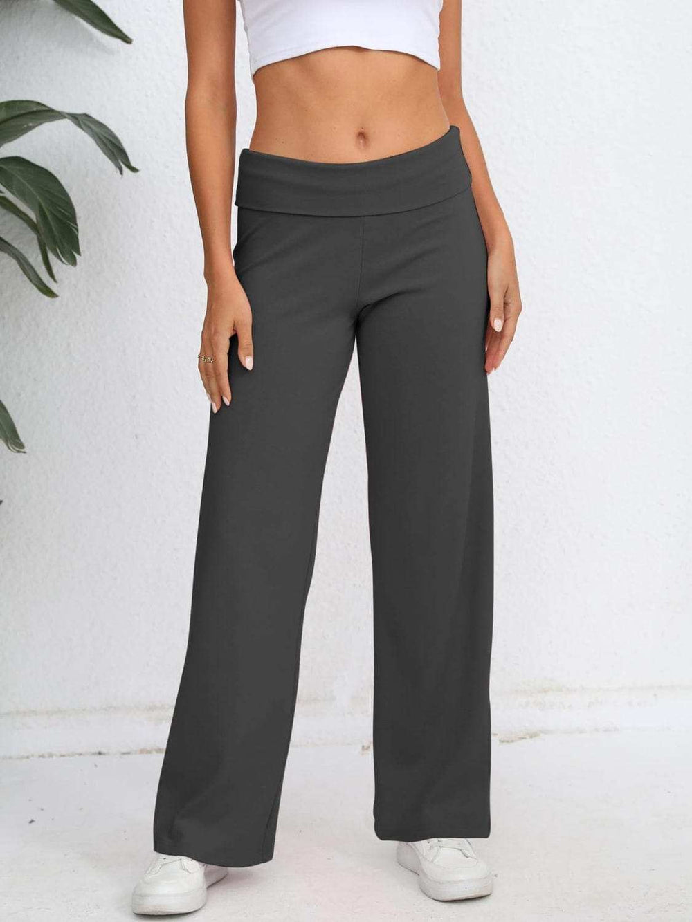 Elastic Waist Wide Leg Pants - Trendsi - Flyclothing LLC