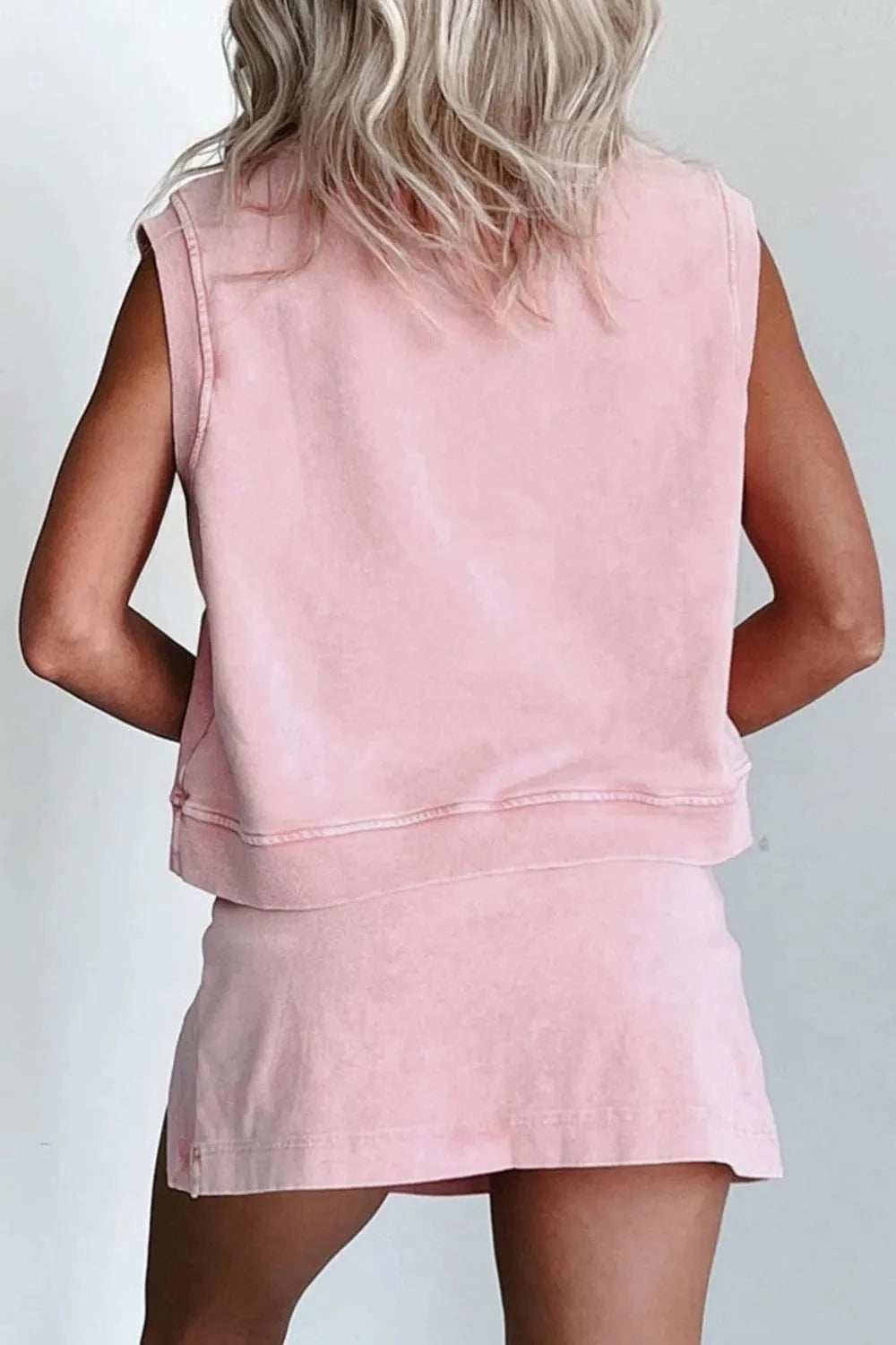 Mineral Wash Cotton Tank Top and Slit Skort Set - Trendsi - Flyclothing LLC