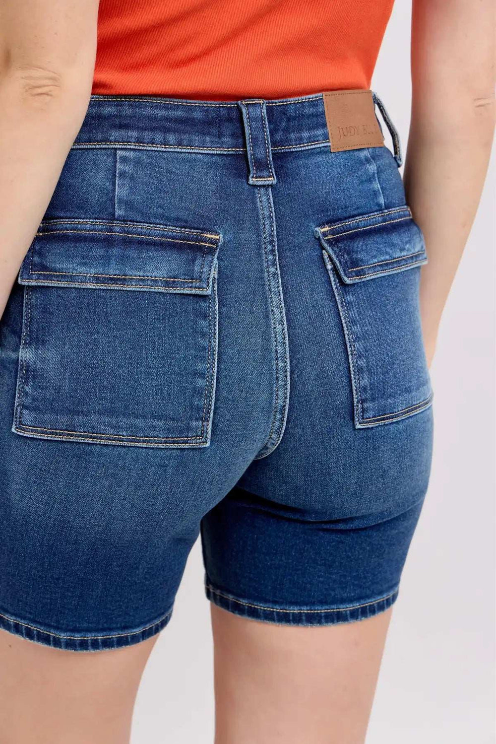 Judy Blue Full Size High Waist Bermudas Jeans W/ Back Flap Pockets Plus Size - Trendsi - Flyclothing LLC