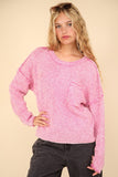 VERY J Mineral Washed Exposed Seam Sweater - Trendsi