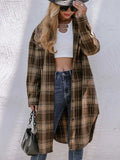 Plaid Button Up Long Sleeve Shacket - Trendsi - Flyclothing LLC