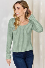 Basic Bae Full Size Ribbed Long Sleeve T-Shirt - ShopBasicbae - Flyclothing LLC