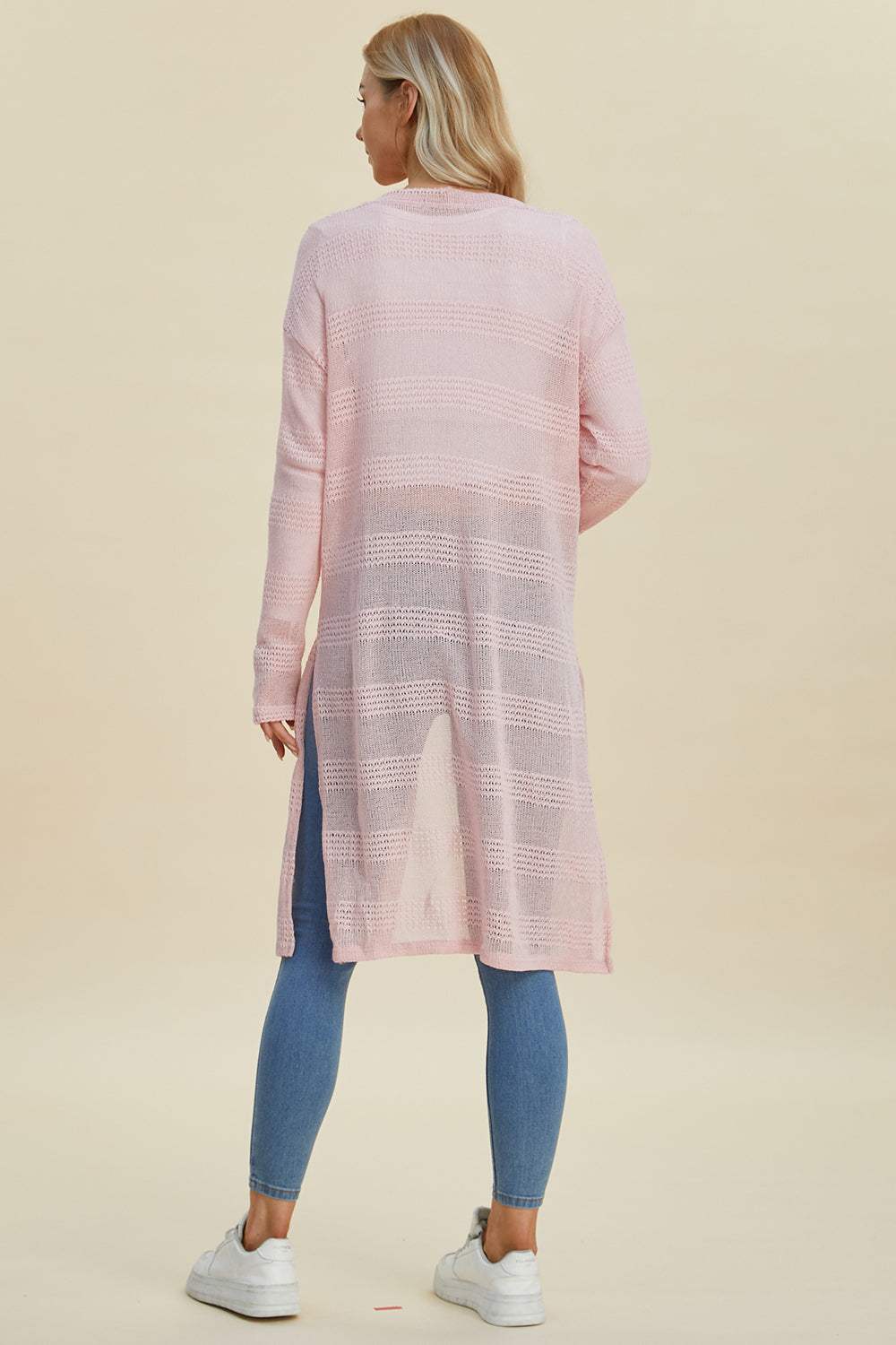 Double Take Full Size Open Front Longline Cardigan - Trendsi - Flyclothing LLC