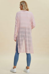 Double Take Full Size Open Front Longline Cardigan - Trendsi - Flyclothing LLC