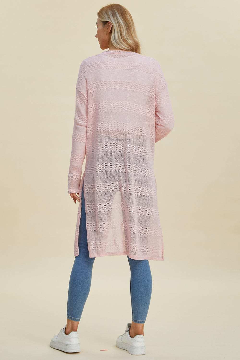 Double Take Full Size Open Front Longline Cardigan - Trendsi - Flyclothing LLC