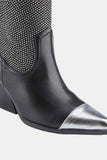 Weeboo Chunky Heel Rhinestone Western Cowboy Boots - Trendsi - Flyclothing LLC