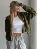 Honey Zip Up Long Sleeve Cropped Jacket - Trendsi - Flyclothing LLC