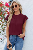 Ruffled Round Neck Cap Sleeve Blouse - Trendsi - Flyclothing LLC