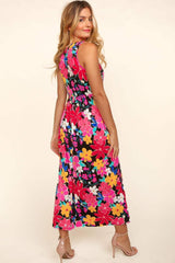 Haptics Pocketed Floral Round Neck Sleeveless Midi Dress - Trendsi - Flyclothing LLC