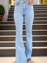 Raw Hem Bootcut Jeans - Trendsi - Flyclothing LLC