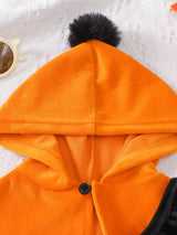 Children's Halloween Pumpkin Hooded Cape and Polka Dot Tulle Dress Set - Trendsi - Flyclothing LLC