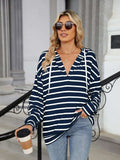 Drawstring Striped Long Sleeve Hoodie - Trendsi - Flyclothing LLC