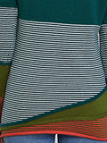 Striped Contrast Notched Long Sleeve Sweater - Trendsi