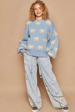POL Daisy Pattern Drop Shoulder Sweater - Trendsi