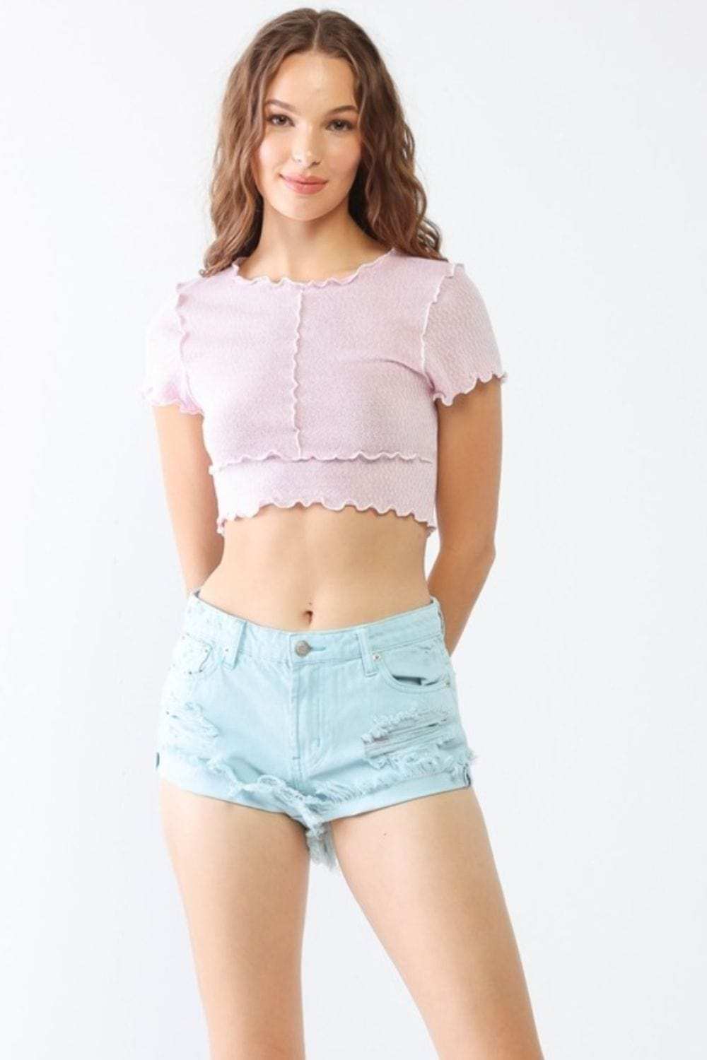 LITZ LA Distressed Ripped Denim Shorts - Trendsi - Flyclothing LLC