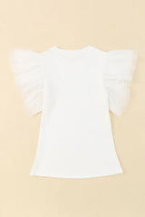 Ruffled Round Neck Cap Sleeve Blouse - Trendsi - Flyclothing LLC