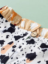 Ruffled Printed Mock Neck Cap Sleeve Blouse - Trendsi - Flyclothing LLC