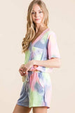 BiBi Tie Dye Casual Shorts with Twill Tape Drawstring - Trendsi - Flyclothing LLC