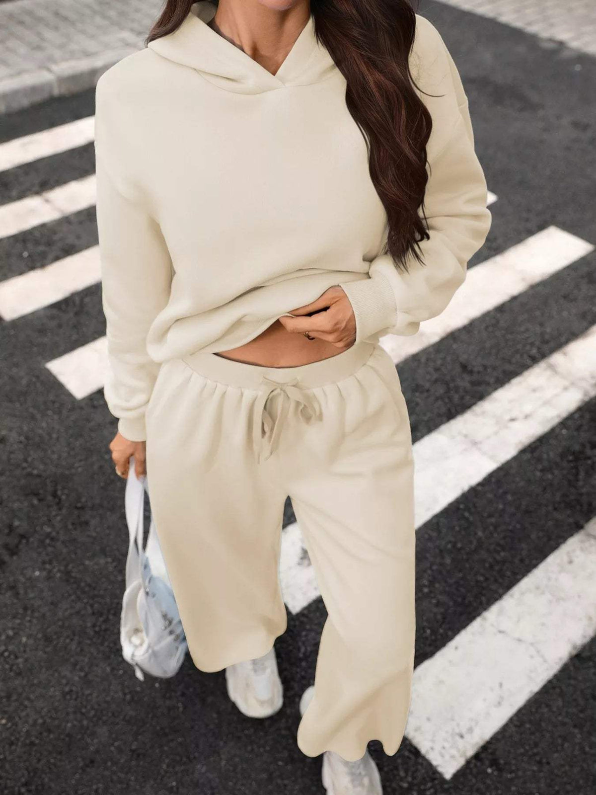 Kangaroo Pocket Hoodie and Wide-Leg Pant Set - Trendsi - Flyclothing LLC