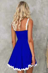 Contrast Trim Square Neck Mini Dress - Trendsi - Flyclothing LLC