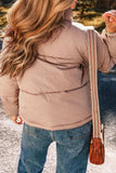 Turtleneck Zip Up Long Sleeve Winter Coat - Trendsi - Flyclothing LLC