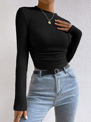 Round Neck Long Sleeve T-Shirt - Trendsi