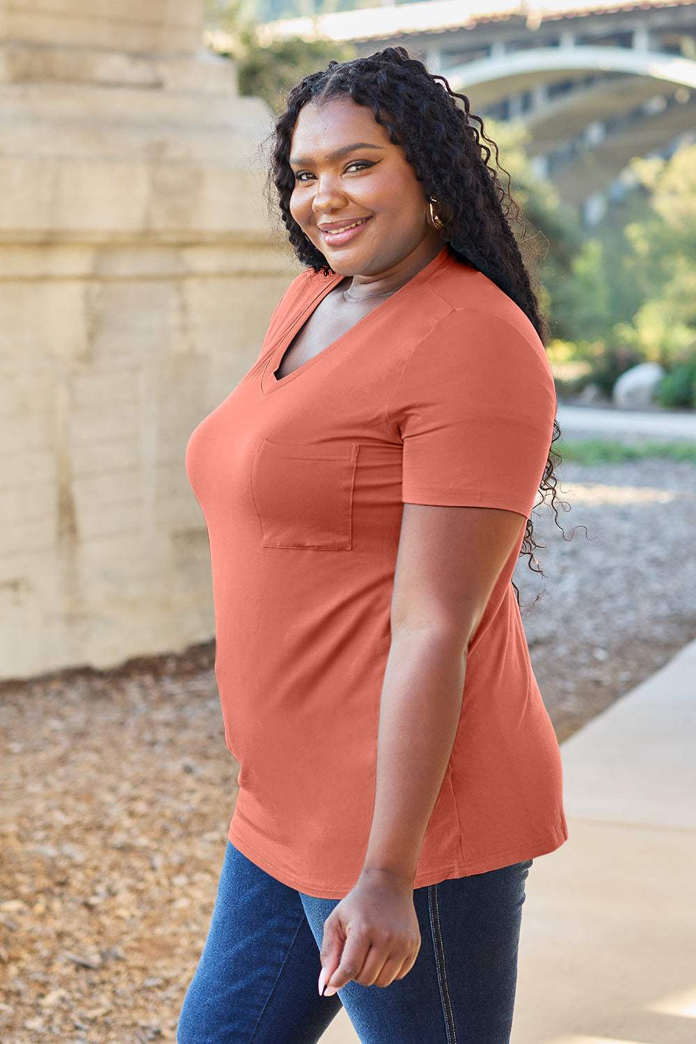 Basic Bae Bamboo Full Size V-Neck Short Sleeve T-Shirt - Trendsi - Flyclothing LLC