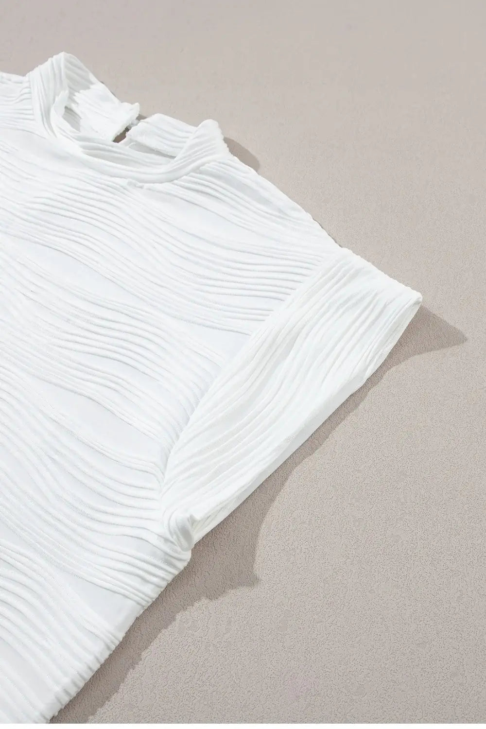 Textured Mock Neck Cap Sleeve Top - Trendsi - Flyclothing LLC