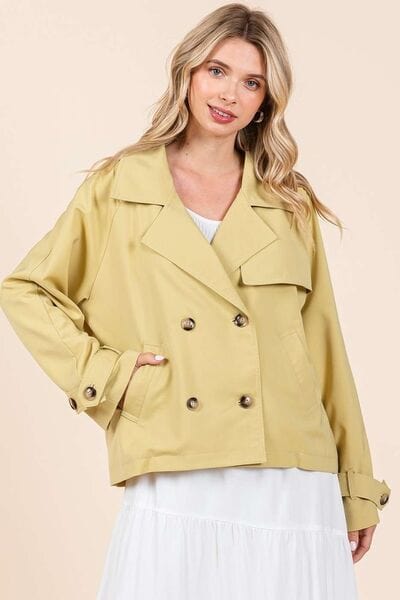 Mittoshop Double Breasted Long Sleeve Trench Coat Jacket - Trendsi