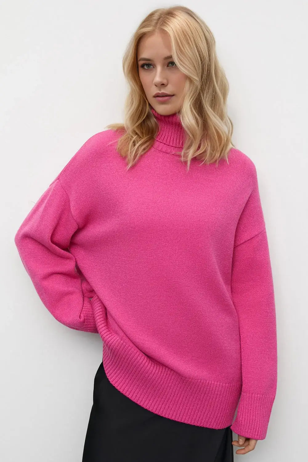 Basic Bae Turtleneck Dropped Shoulder Long Sleeve Sweater - ShopBasicbae - Flyclothing LLC