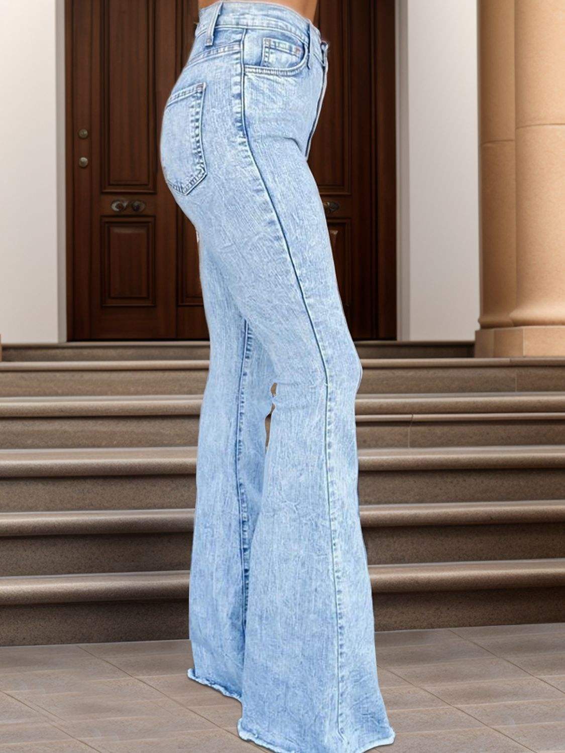Raw Hem Bootcut Jeans - Trendsi - Flyclothing LLC