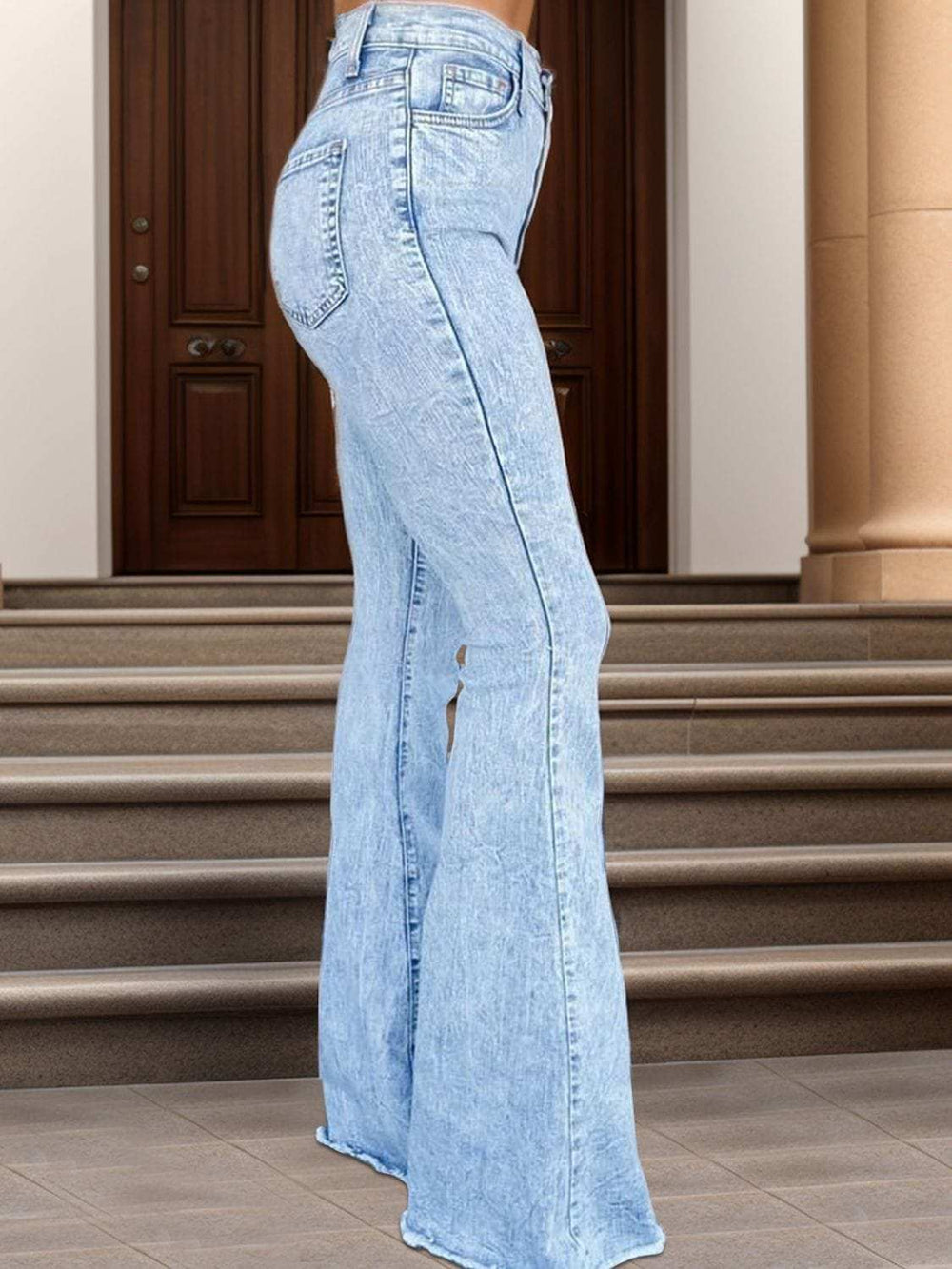 Raw Hem Bootcut Jeans - Trendsi - Flyclothing LLC