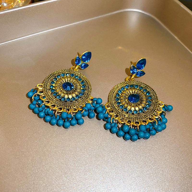 Rhinestone Alloy Bead Dangle Earrings - Trendsi - Flyclothing LLC