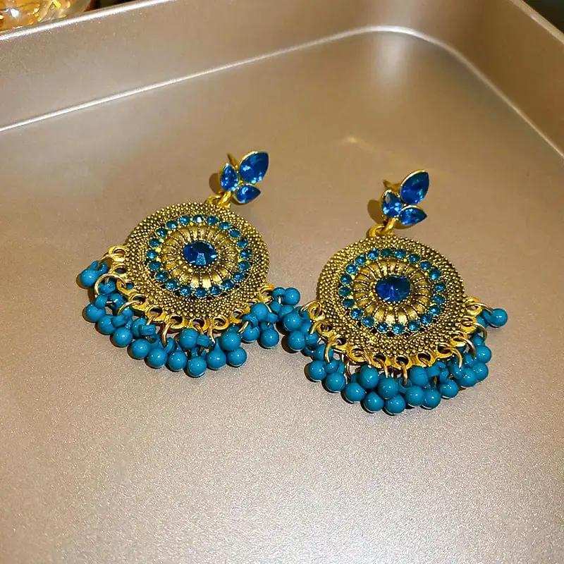 Rhinestone Alloy Bead Dangle Earrings - Trendsi - Flyclothing LLC