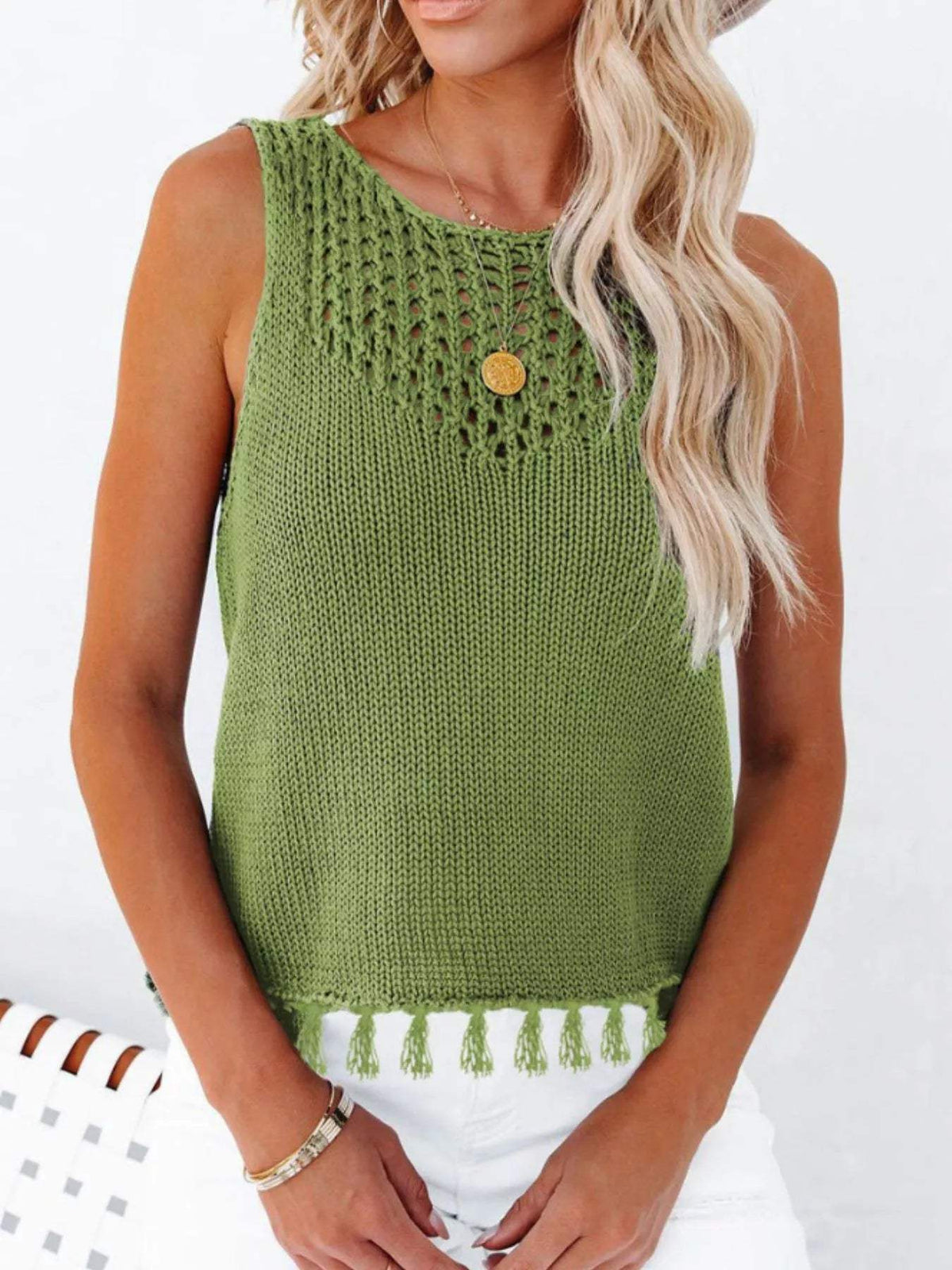 Tassel Knit Tank - Trendsi - Flyclothing LLC