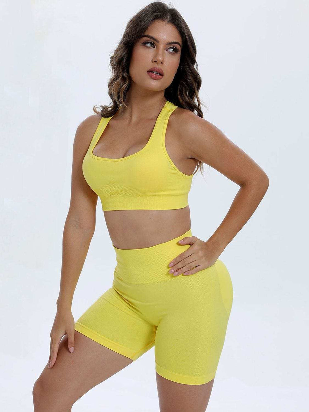 Scoop Neck Wide Strap Top and Shorts Active Set - Trendsi - Flyclothing LLC