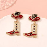 Rhinestone Cowboy Boot Dangle Earrings - Trendsi - Flyclothing LLC