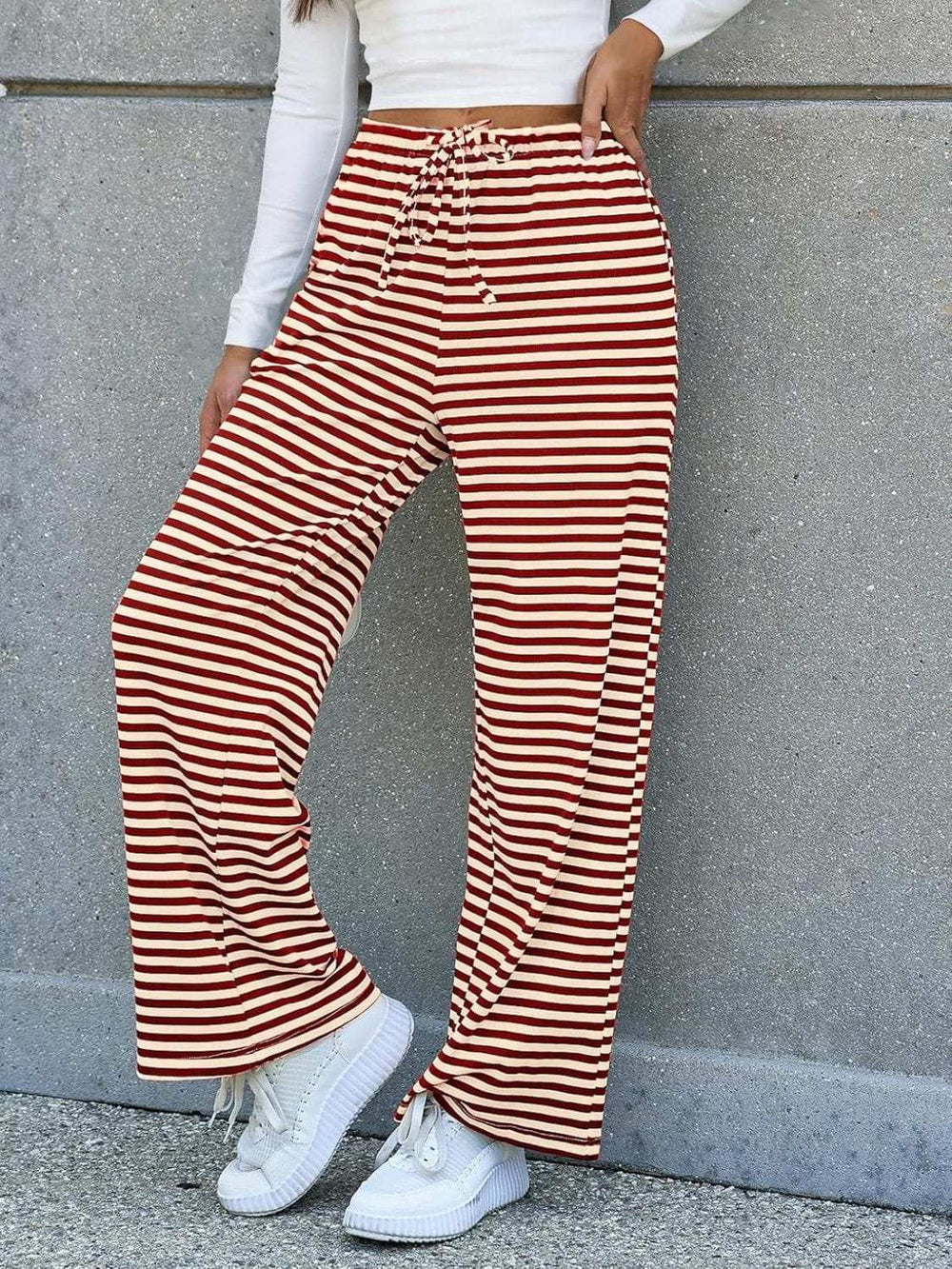 Lovelet Striped Wide Leg Pants - Trendsi - Flyclothing LLC