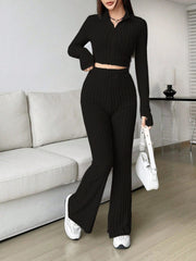 Conjunto de pantalón y camiseta de manga larga con cremallera