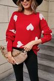 Angel Wings Heart Round Neck Dropped Shoulder Sweater - Trendsi - Flyclothing LLC