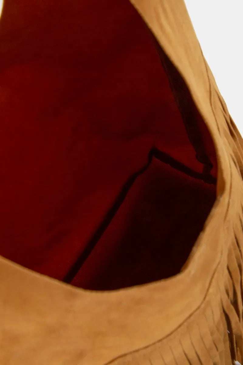 Fame Layered Fringe Detail Suede Hobo Bag - Trendsi - Flyclothing LLC